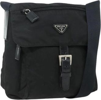 Prada Pre-owned Cross Body Bags, female, Black, Size: ONE SIZE Pre-owned Vintage Nylon Shoulder Bag