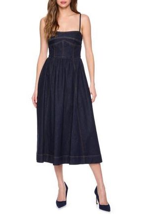 Susana Monaco Corset Denim Midi Dress in Dark Denim at Nordstrom Rack, Size 2