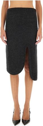 Victoria Beckham Padded Tube Skirt - Dames - Midirokken - Grijs - S - Wol - Rokken