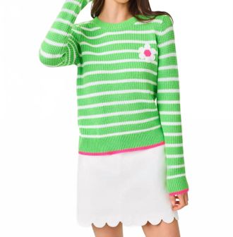 Lilly Pulitzer Jovienne Sweater In Jackfruit Green Shine Bright Stripe