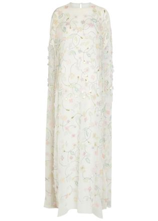 Bernadette Bernadette Elenore Floral-appliqu&eacute;d Chiffon Maxi Dress - White - 34 (UK6 / XS)