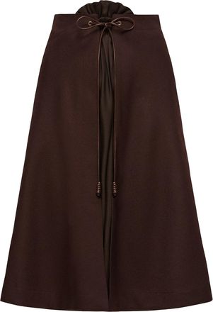 Moncler Moncler Wool Gabardine Midi Skirt, Women, Brown, Size: 38