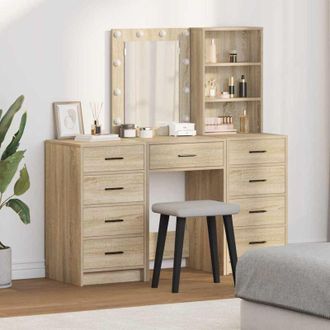 vidaXL Mesa De Tocador Con Caj&oacute;n 3 Pcs Marr&oacute;n 40 X 41 X 135 Cm Vidaxl