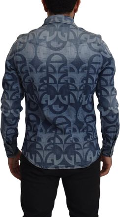 Dolce & Gabbana DG Logo-Printed Denim Shirt - Blue