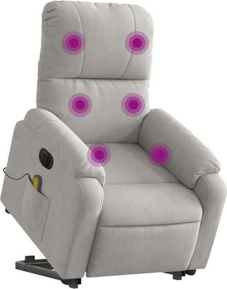 vidaXL Vidaxl - Sill&oacute;n Masaje El&eacute;ctrico Reclinable Elevable Tela Gris Claro