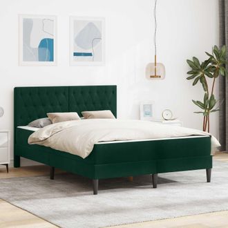 vidaXL Vidaxl Struttura Letto Con Materasso Verde Scuro 120 X 200 Cm Velluto