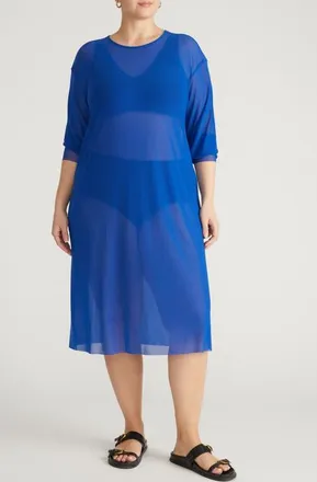 Universal Standard Thames Fog Sheer Dress in Ultramarine at Nordstrom, Size Xxx-Large