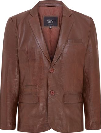 Infinity Leather Mens Slim Leather Italian Blazer Jacket-Somero
