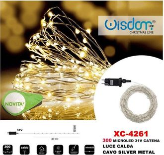 Trade Shop Trade Shop - Catena Luminosa 300 Microled Lucciole Luce Calda Cavo Silver In Metallo Xc-4261