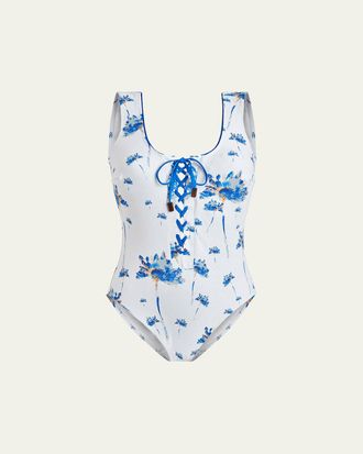 Vilebrequin Herbier Shiny Jersey One-Piece Swimsuit