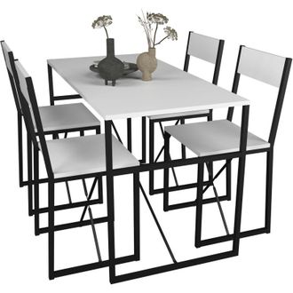 VCM Vcm - 5pcs Metal Metal Mesa De Comedor Mesa De Cocina Juego De Mesa Mesa De Grupo Sillas Insasi L (blanco)