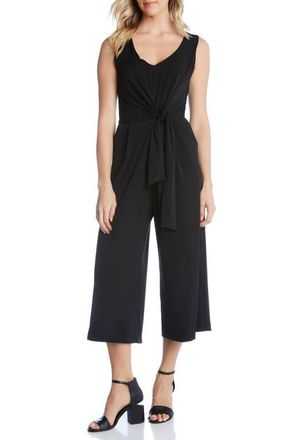 Karen Kane Tie Front Crop Sleeveless Jumpsuit in Black at Nordstrom, Size X-Large