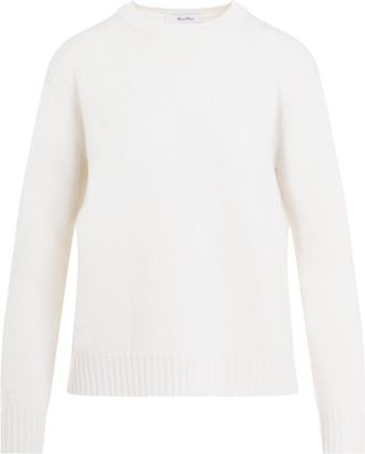 Max Mara Cream White Cashmere Viglio Crewneck Sweater-Donna