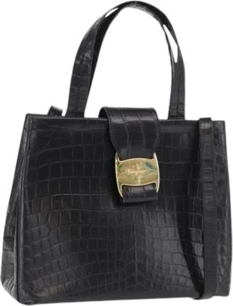 Ferragamo Pre-owned Handbags, female, Black, Size: ONE SIZE Pre-owned Leather Handbag