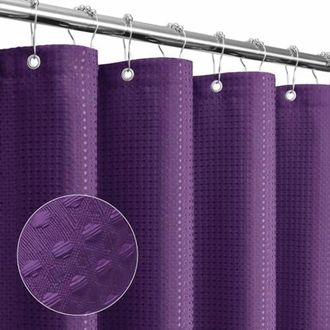 OEM Cortina De Ducha Peque&ntilde;a, De 36 X 72 Pulgadas, De Tejido Estrecho Con Textura De Media Gofre, Impermeable, Lavable A M&aacute;quina, Color Morado