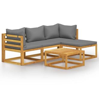 Berkfield Home 6 pc Garden Lounge Set with Cushions Solid Wood Acacia (UK/IE/FI/ in Brown