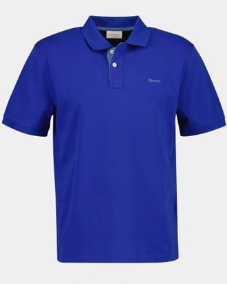GANT Mens Regular Fit Short Sleeve Fit Pique Rugger in Blue Cotton - Size X-Large