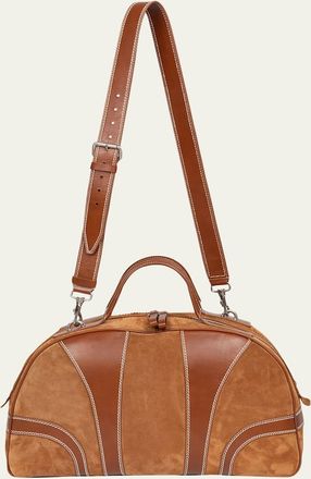 Dries Van Noten Mens Suede and Leather Duffel Crossbody Bag