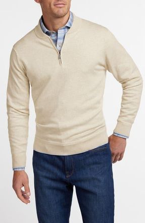 David Donahue Skipper Cotton & Silk Blend Quarter Zip Sweater in Oatmeal at Nordstrom, Size Xx-Large