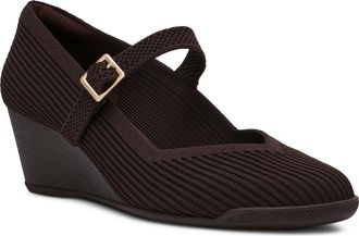Anne Klein Trixie Wedge Mary Jane Pump in Brown Knit at Nordstrom, Size 6.5