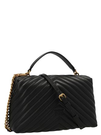 Pinko Chevron-Quilted Nappa Leather Top Handle Bag - Black
