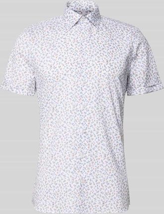 Olymp Level 5 Slim Fit Freizeithemd mit floralem Allover-Print in Weiss, Gr&ouml;&szlig;e 38