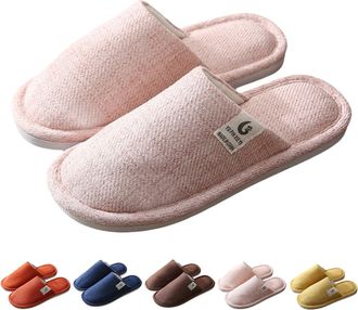 Generic Bedroom Slippers Womens Cotton Linen Slippers Mens Hotel Guest Sliders Fluffy Closed Toe Silent Slipper Unisex Home Slipper Winter Home Sliders Lightw