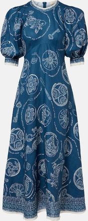 Alemais Al&eacute;mais Abito midi Lucky in lino con stampa