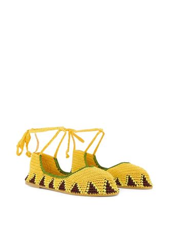 Kashura sunflower crochet ballet flats - Yellow