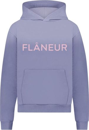 Flaneur Flâneur, Hoodies & sweatvesten, Heren, Paars, XS, Katoen, Paarse Logo Hoodie met Gewatteerde Voorkant