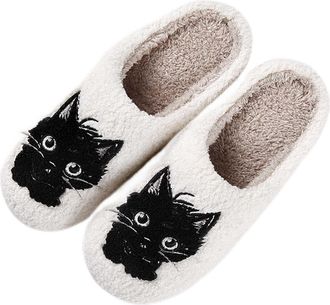 Generic Slippers Women Womens Footwear For Winter Cute Cartoon Design Thick Warm Fleece Clogs For Couples Indoor Shoes Perfect For Home Relaxation Cat Head De