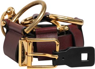 Dolce & Gabbana Bruin Sleutelring Clip Bevestigingen Gesp Riem