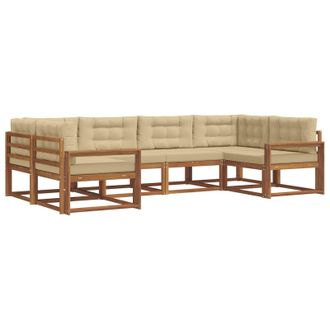 vidaXL Conjunto De Sof&aacute;s De Exterior Con Coj&iacute;n 6 Pcs Natural Y Beige Vidaxl