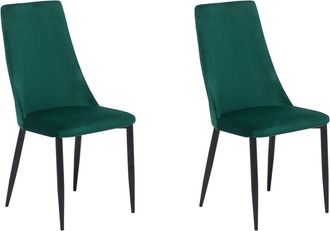 Beliani Conjunto de 2 sillas de comedor terciopelo verde esmeralda
