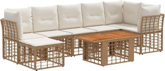 vidaXL Conjunto De Sof&aacute;s De Jard&iacute;n 8 Uds. Natural Y Crema Vidaxl