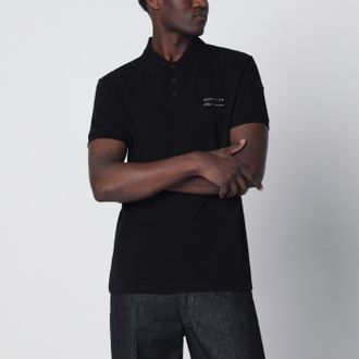 Moncler Black cotton piqu&eacute; polo shirt with logo