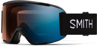 Smith Squad Small Fit ChromaPop Low Bridge Snow Goggles in Black /Blue Mirror at Nordstrom, Size Medium