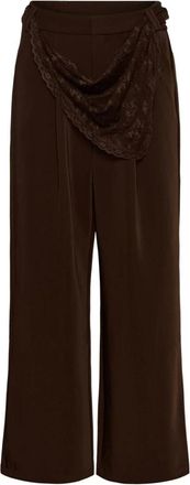 Cream Pantalones Anchos - Trousers - Mujer - Marr&oacute;n - 2XL
