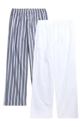 Yogalicious 2-Pack Straight Leg Lounge Pants in Stripe Naval Blue/White at Nordstrom Rack, Size Xx-Large