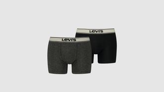 Levi's Vintage Heather Organic Cotton Boxer Brief 2 Pack - Mens - 2XL - Black