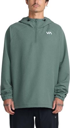 Rvca Canyon Water Repellent Quarter Zip Hoodie in Balsam Green at Nordstrom, Size Xx-Large