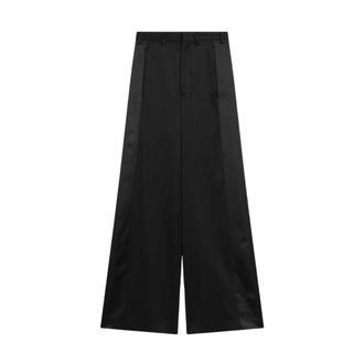 Maison Margiela Wide Trousers, female, Black, Size: XS Black Wool Blend Trousers