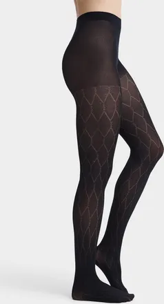 Simons Womens Openwork-diamond black tights Exclusive collection from Italy