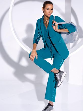 Cr&eacute;ation L Jackenblazer CREATION L Jersey-Blazer, Damen, Gr. 36, bunt (aquapetrol), 75% Polyamid, 25% Elasthan, Einsatz:98% Polyester, 2% Elasthan, Blazer Jacken