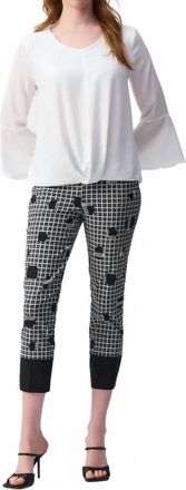 Joseph Ribkoff Crew Neck Hi-Low 3/4 Bell Sleeves Top In Off-White