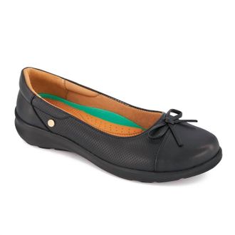 Andrea Womens Leather Ballerinas Ultra Comfort Flats In Black