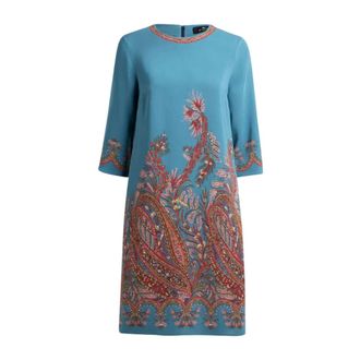 Etro Etro, Short Dresses, female, Multicolor, Size: XL Viscose Blend Dress With Iconic Print