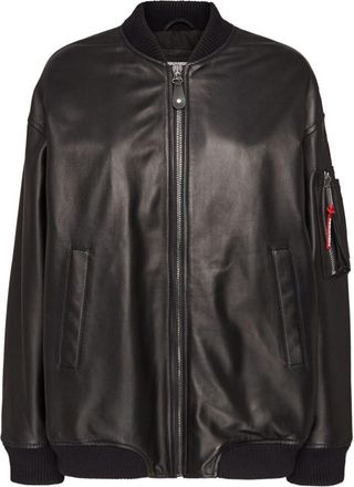 Dsquared2 zip-up leather bomber jacket - women - Calf Leather - 40 - Black