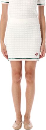Casablanca Womens Boucle Mini Skirt - White Cotton - Size Large