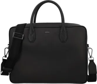 BOSS Rectangular Black Bonded Leather Document Case With Detachable Strap